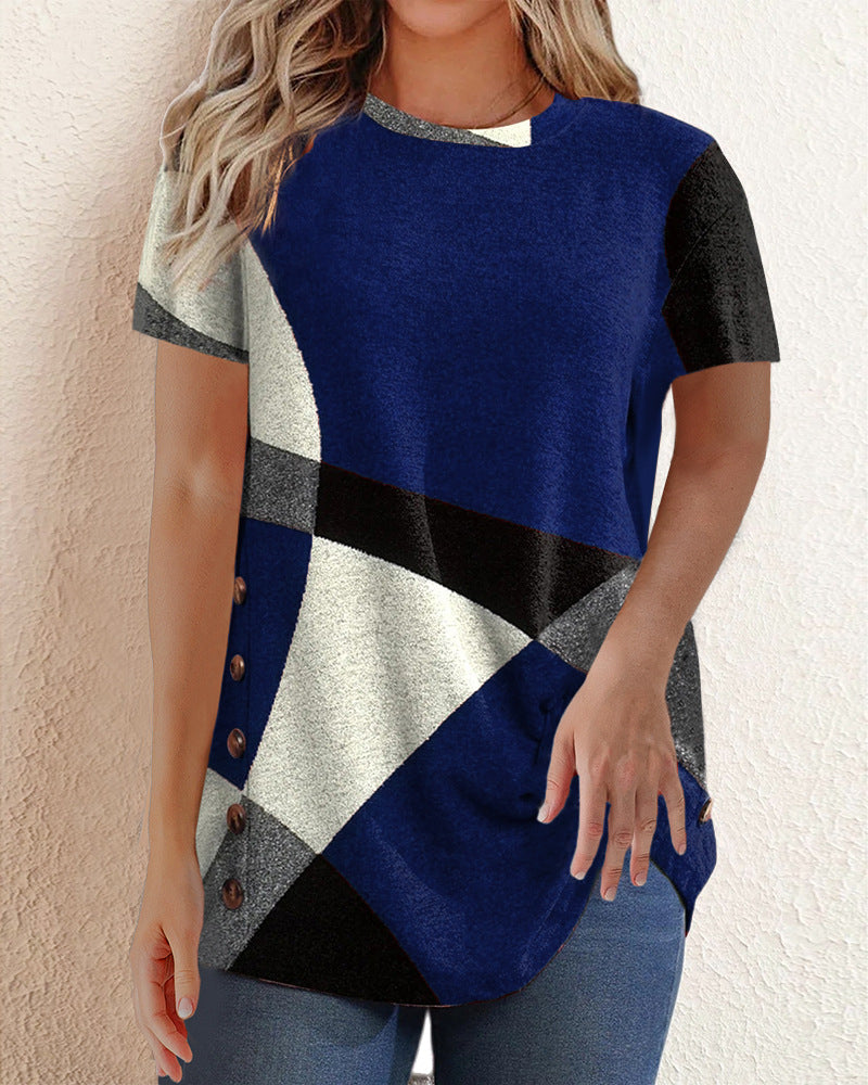 Contrast T-shirt with Geometric Print