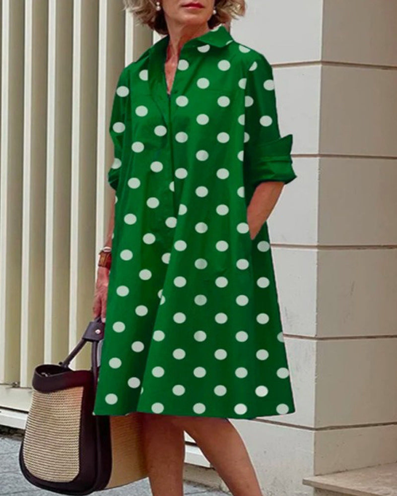 Polka dot print shirt dress