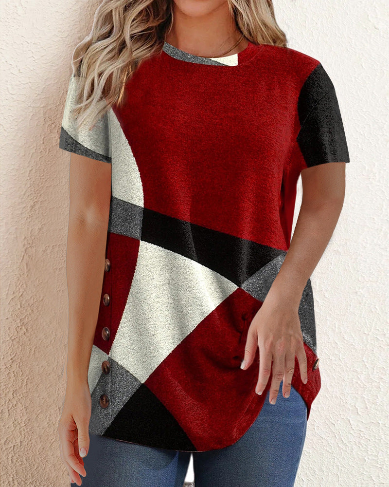 Contrast T-shirt with Geometric Print