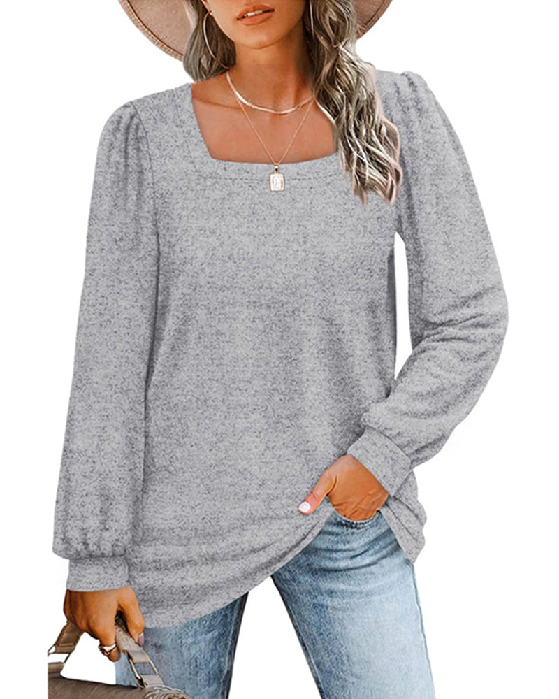 Square Neck Long Sleeve Top