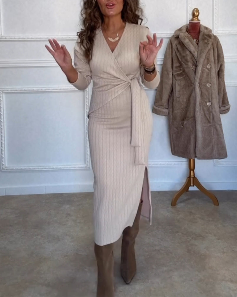 V-neck Elegant long Sleeve Bodycon dress