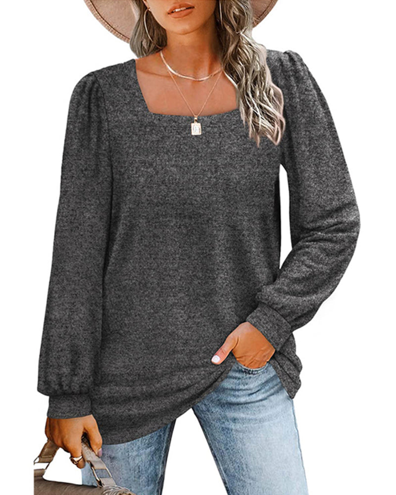 Square Neck Long Sleeve Top