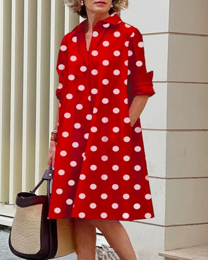 Polka dot print shirt dress
