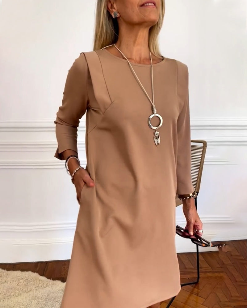 Elegant Shift Solid Color dress
