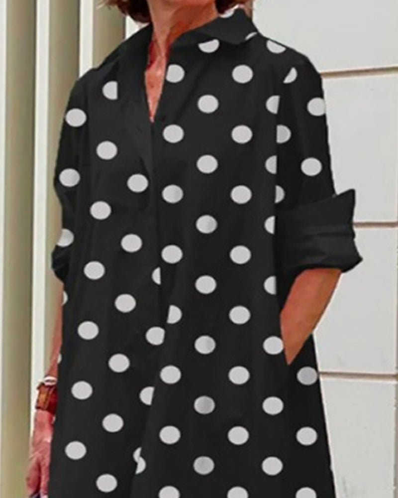 Polka dot print shirt dress