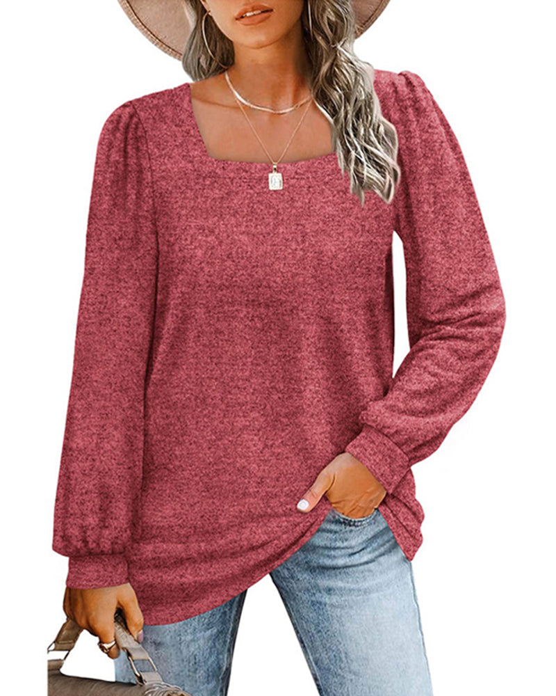 Square Neck Long Sleeve Top