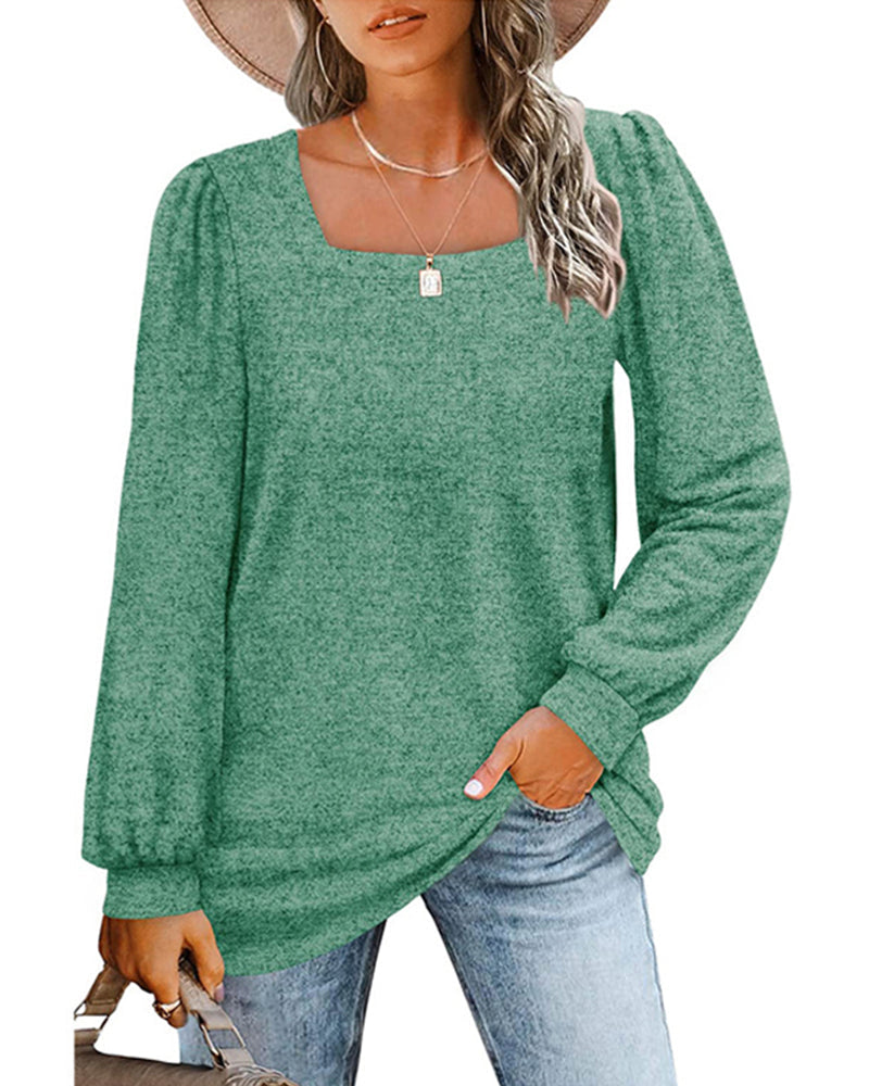 Square Neck Long Sleeve Top