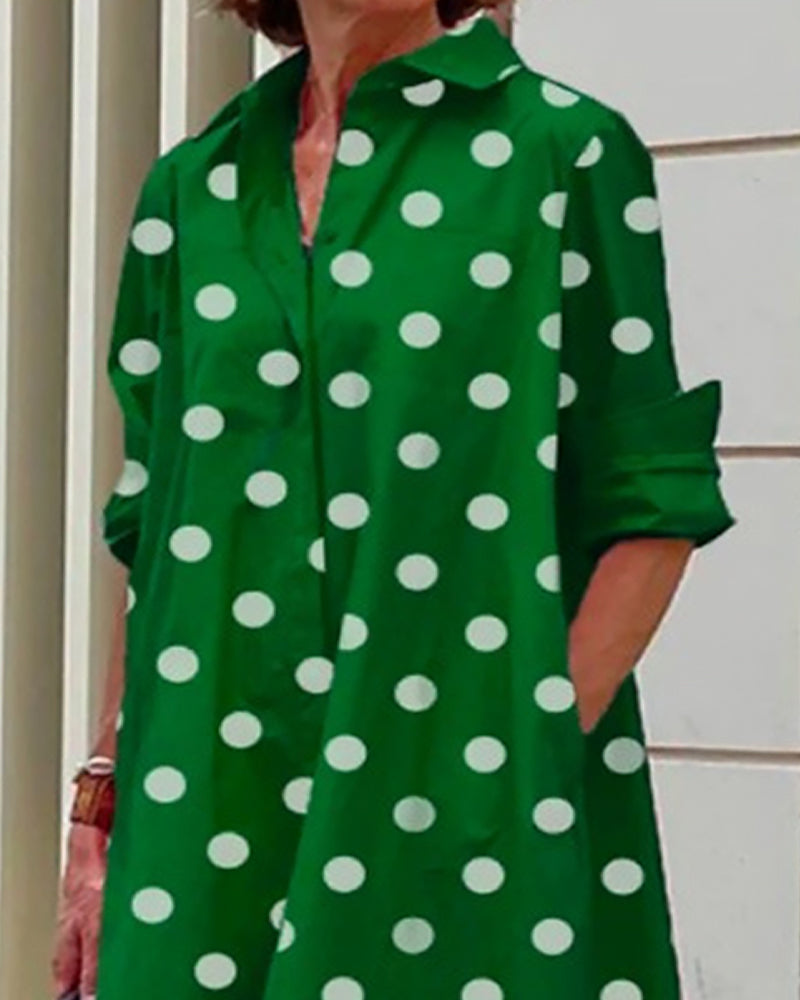 Polka dot print shirt dress