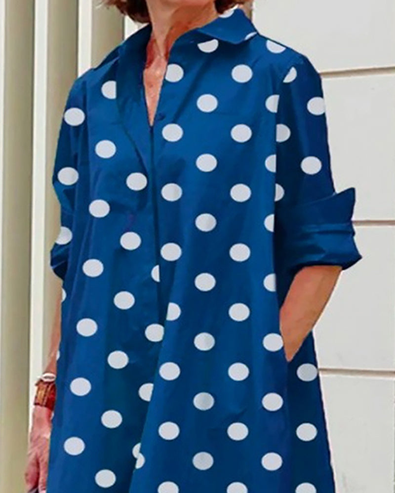 Polka dot print shirt dress
