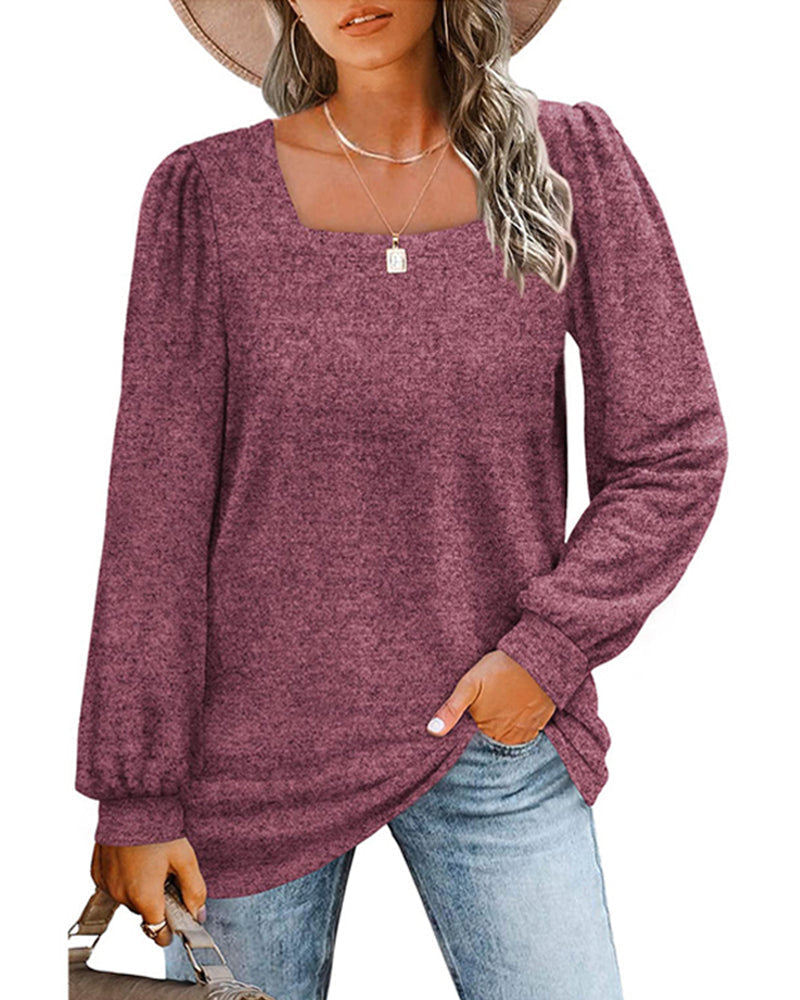 Square Neck Long Sleeve Top