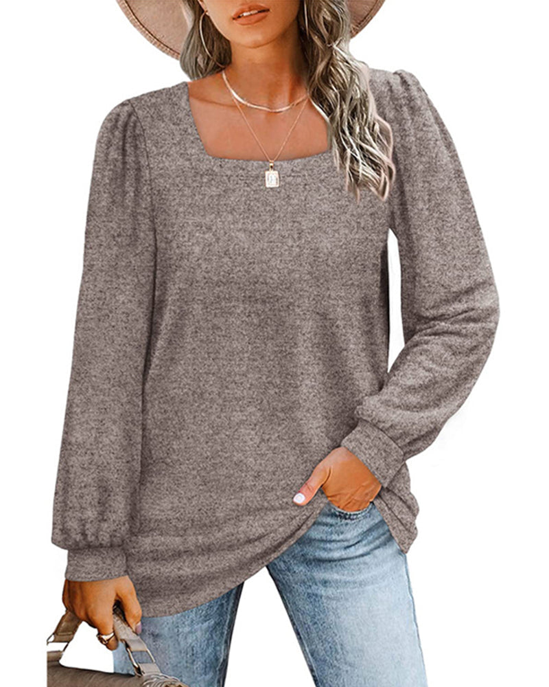 Square Neck Long Sleeve Top