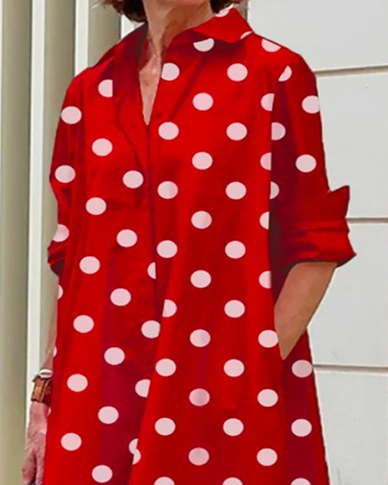 Polka dot print shirt dress