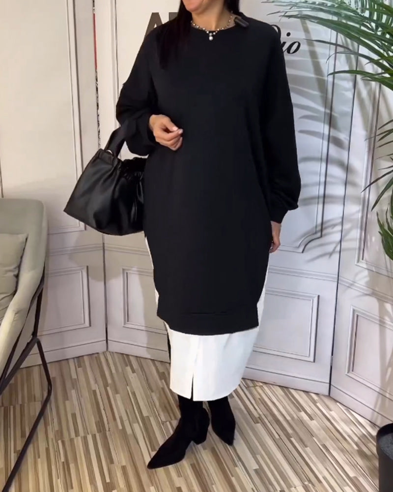 Round Neck Patchwork Dress