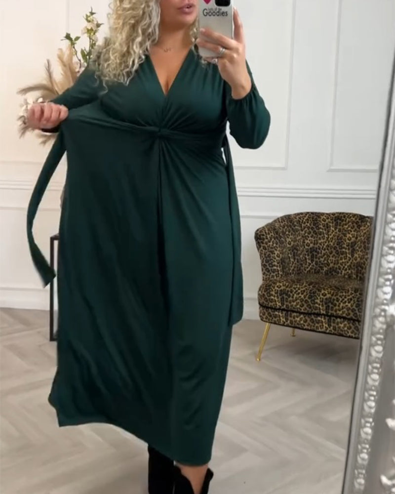 Sexy solid color Long Sleeve Dress