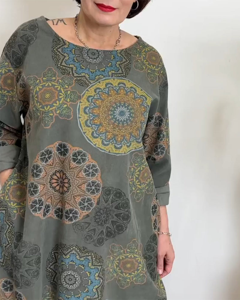 Ethnic style pocket dress