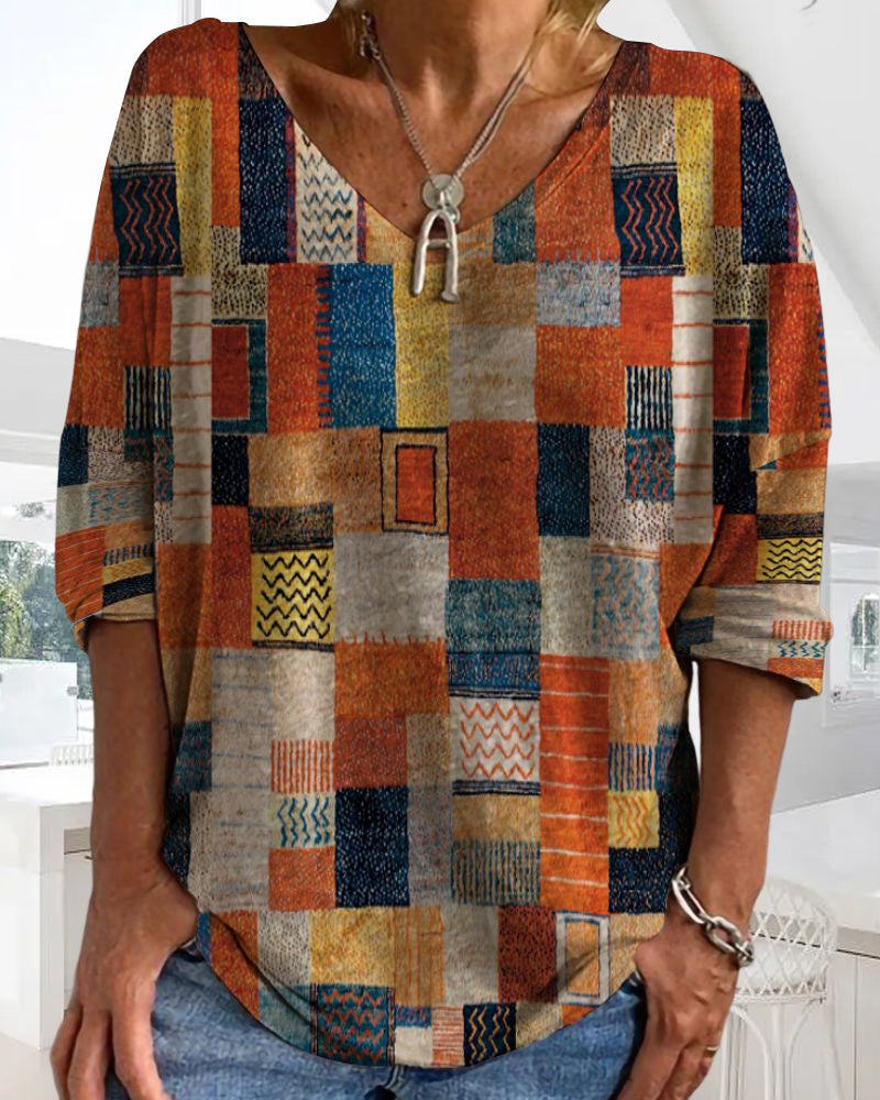 Colorful Block Print Top