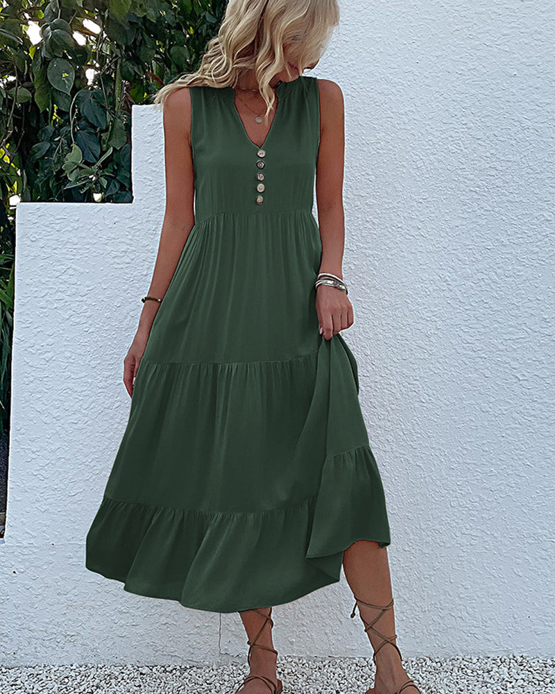 Solid color sleeveless casual dress