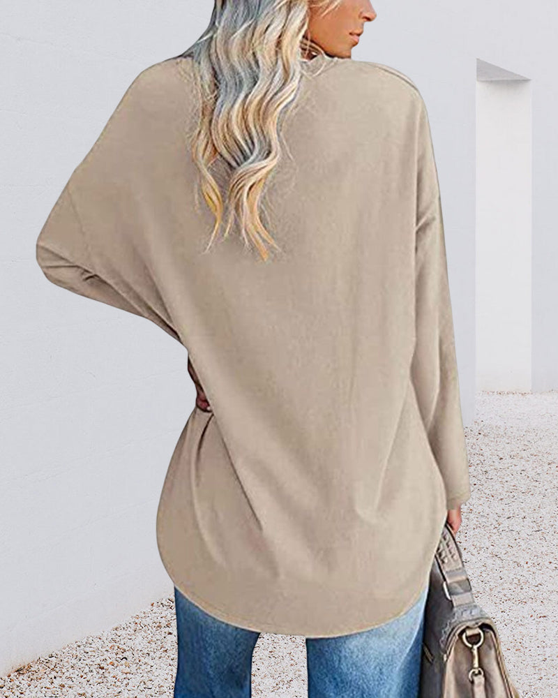 Plain v-neck long-sleeved women's t-shirt