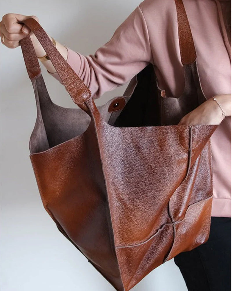 Large capacity leather handbags