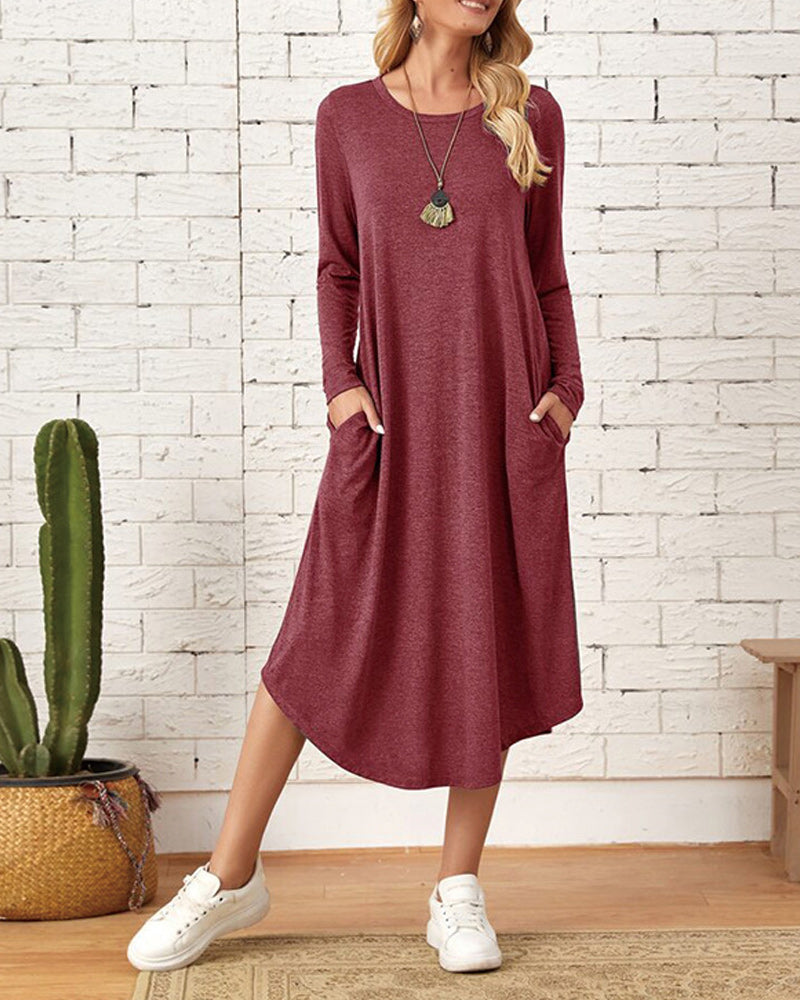 Long Sleeve Loose Cotton Dress