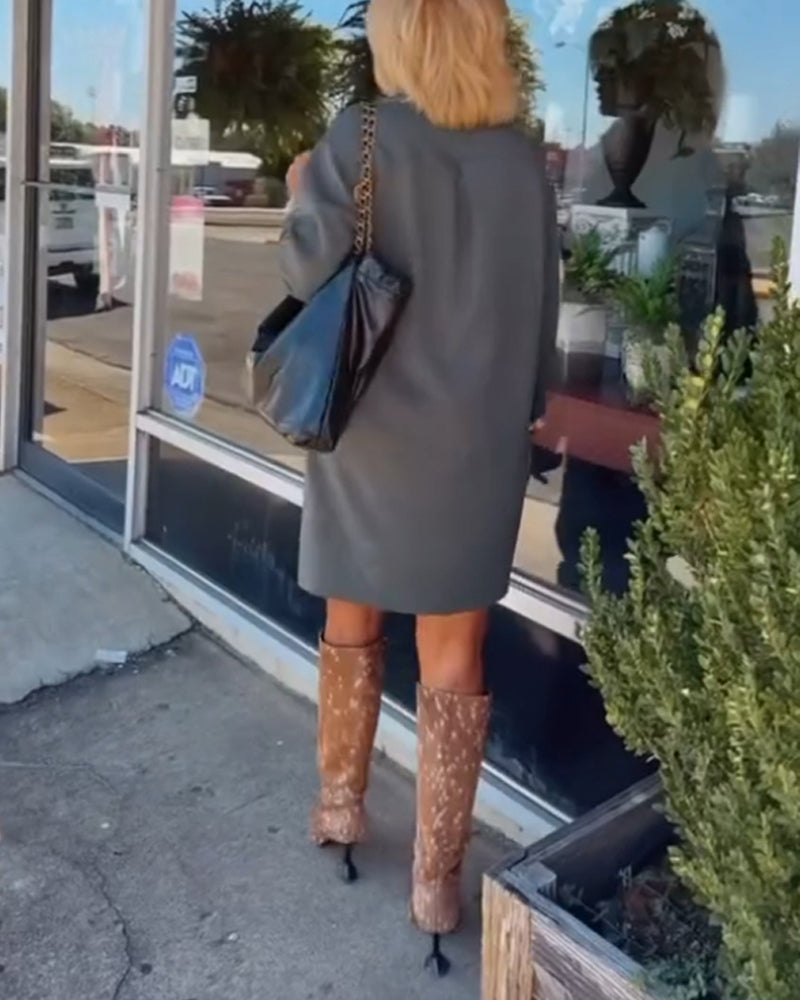 Round neck solid color elegant dress