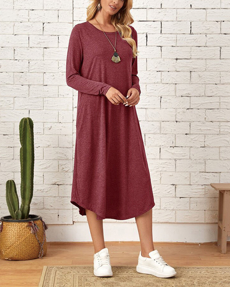Long Sleeve Loose Cotton Dress