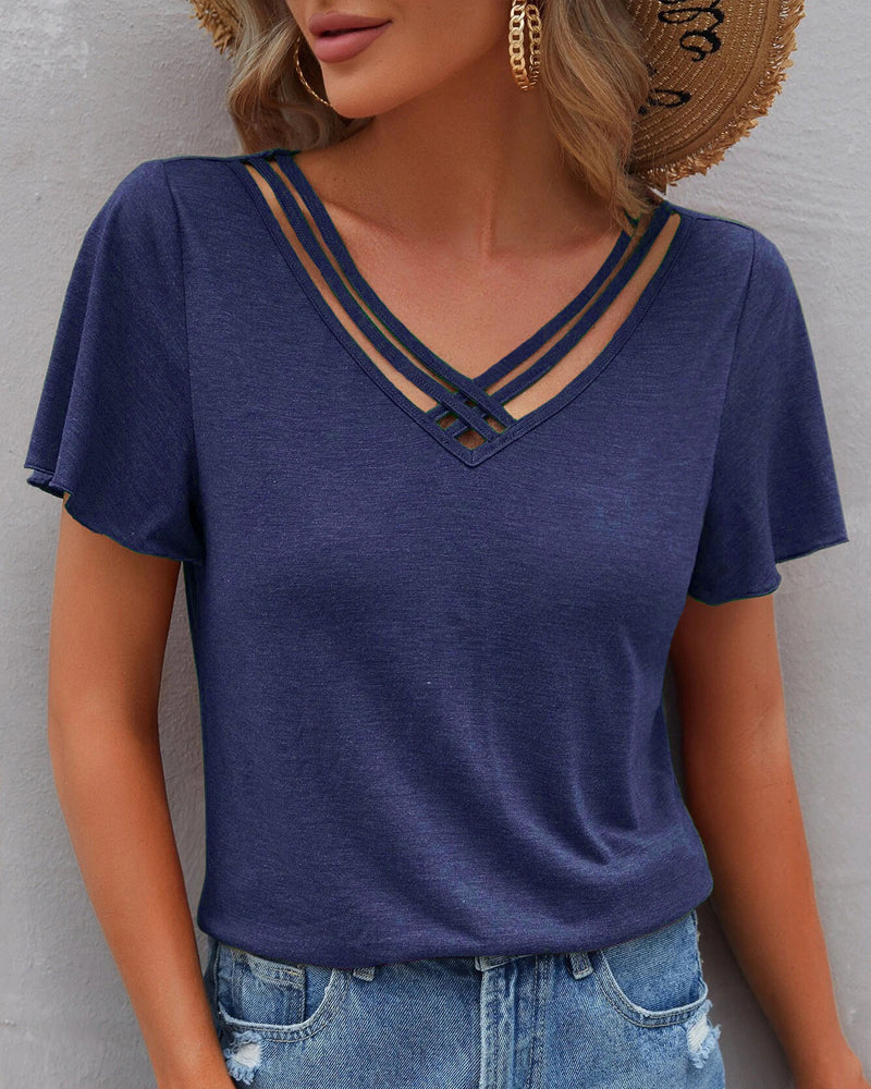 Solid color Cut Out T-shirt