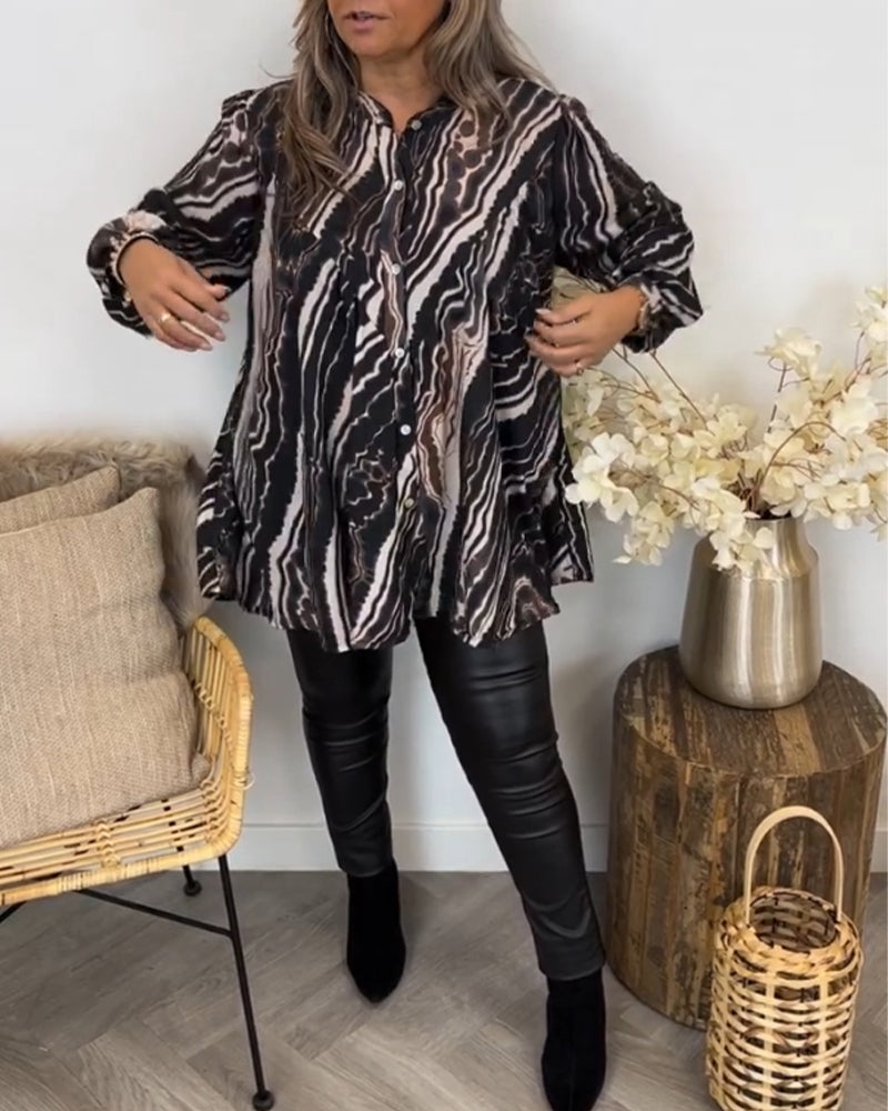 Retro style long-sleeved blouse