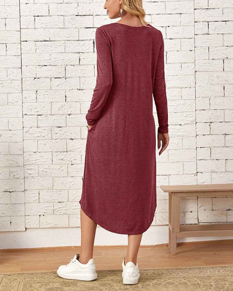 Long Sleeve Loose Cotton Dress