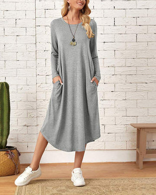 Long Sleeve Loose Cotton Dress