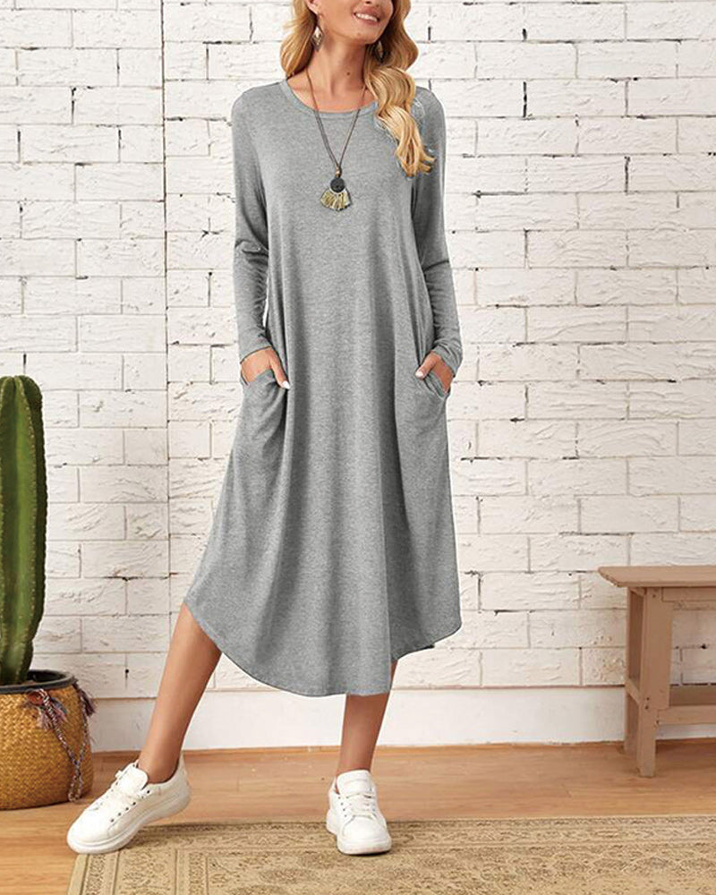 Long Sleeve Loose Cotton Dress