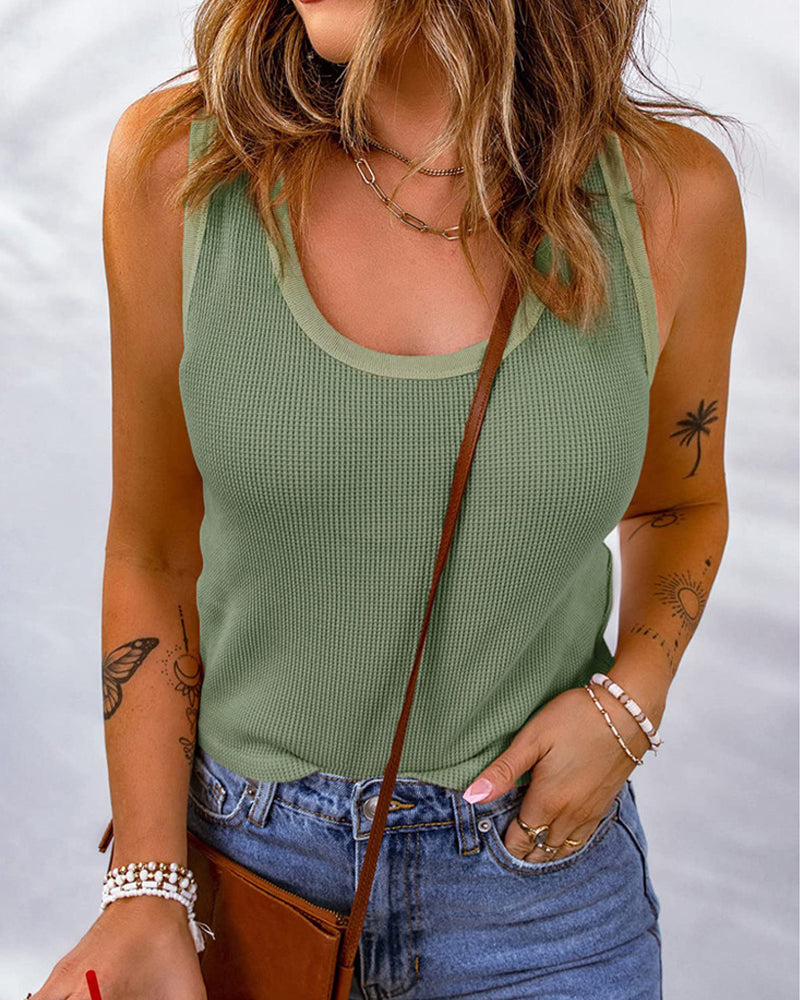 Solid color u-neck tank top