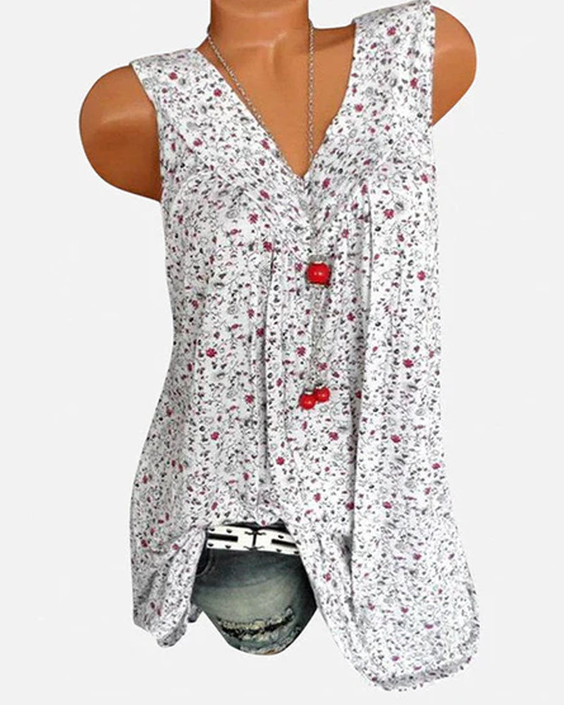 Sleeveless Tank Top with Floral Print