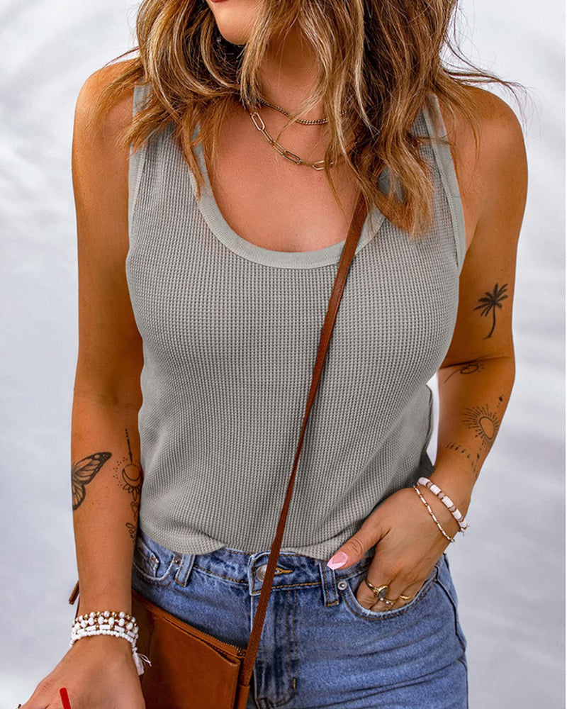 Solid color u-neck tank top