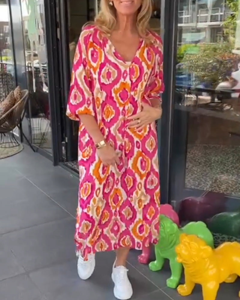 Fashion print half sleeve dress