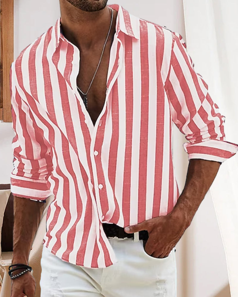 Striped print long-sleeved shirt
