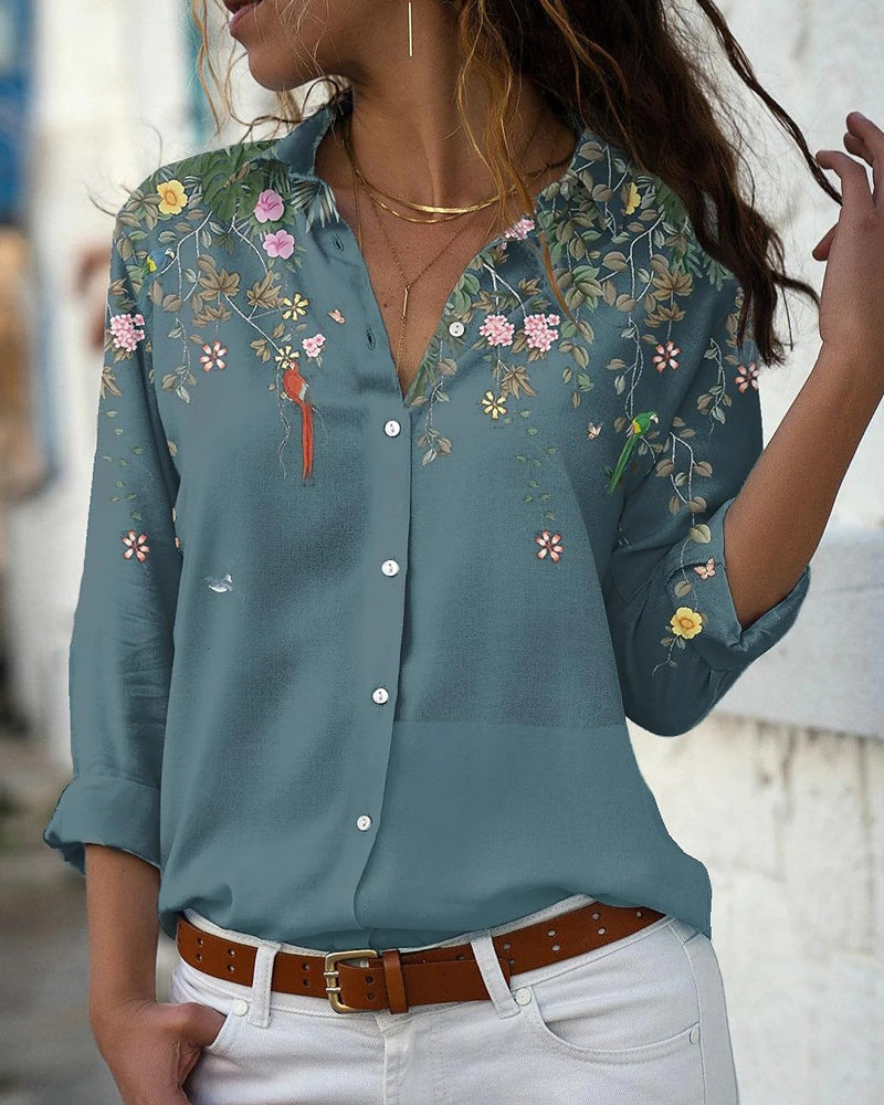 Long Sleeve Blouse with Floral Print