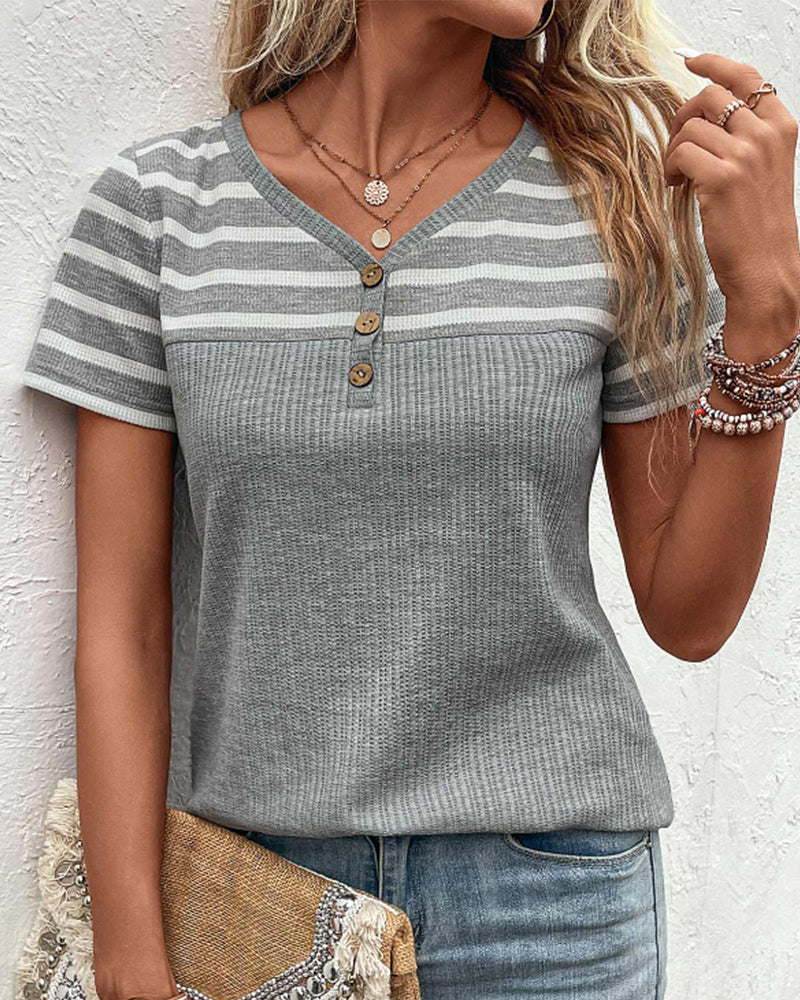 Short Sleeve Stripe Print T-shirt