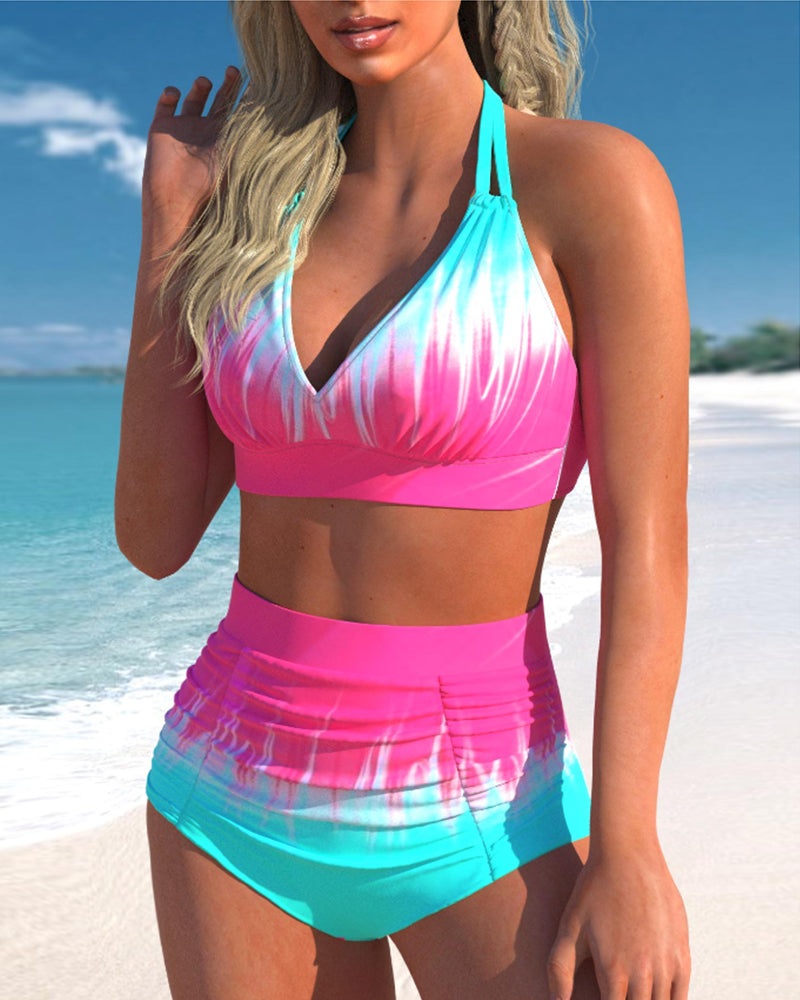 High Waist Ombre Print Bikinis