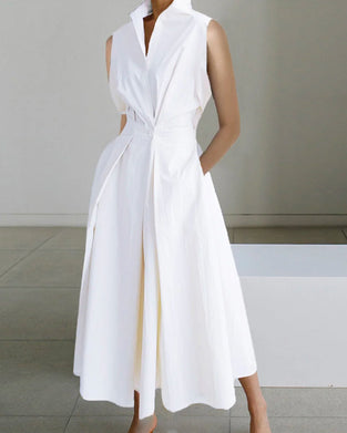 Sleeveless Stand Collar Fashion Dress