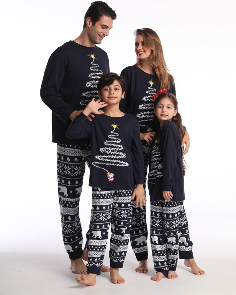 Christmas tree print christmas family pajamas