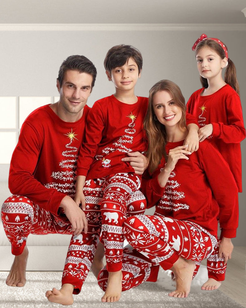 Christmas tree print christmas family pajamas