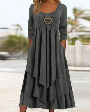 Round Neck Ruffled Midi Dress