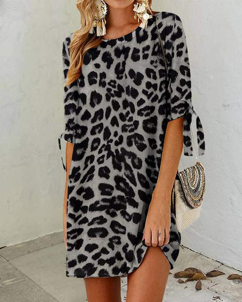 Round neck leopard print dress