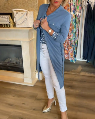 Casual solid color button down coat