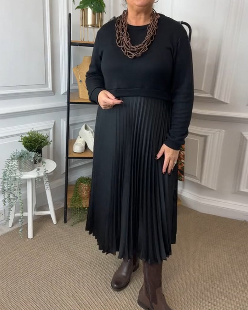 Elegant Round Neck Patchwork Dress