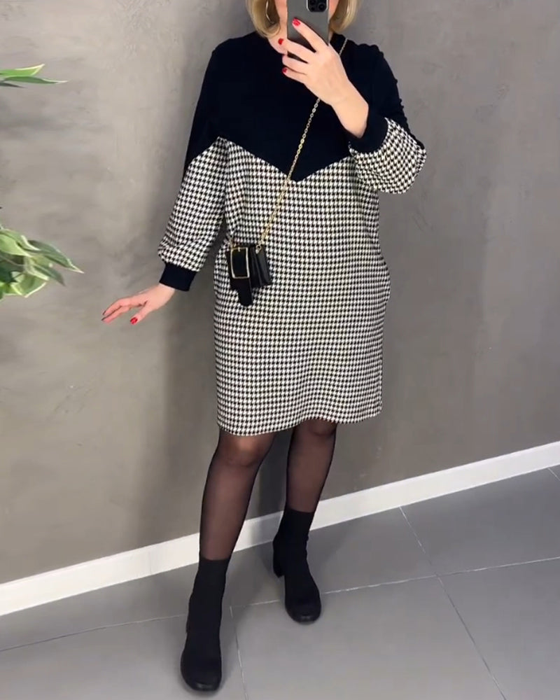 Chic Plaid Color Block Dress