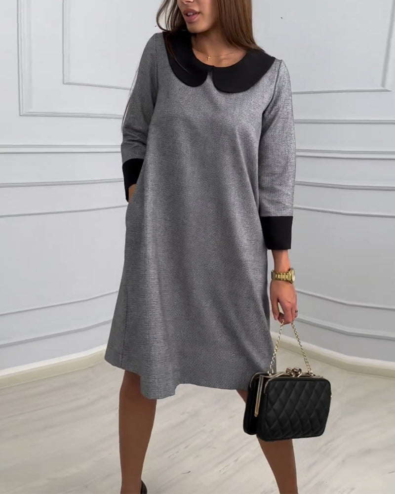 Casual Peter Pan Collar Pocket Dress
