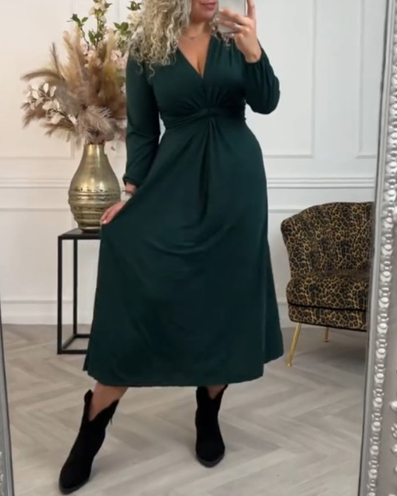 Sexy solid color Long Sleeve Dress