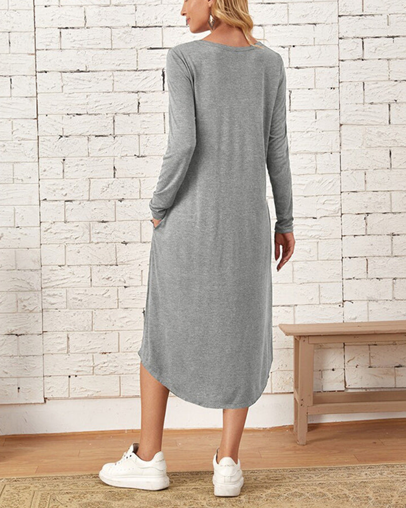 Long Sleeve Loose Cotton Dress